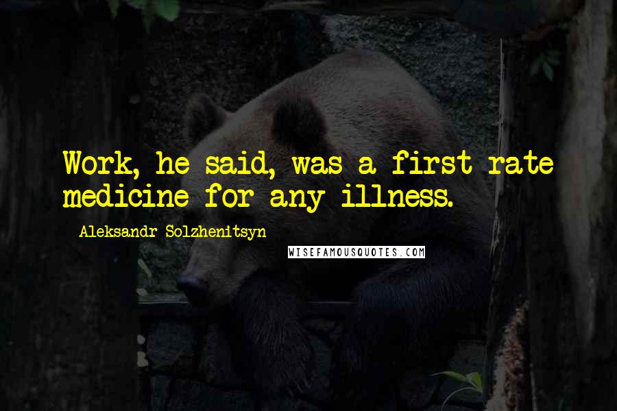 Aleksandr Solzhenitsyn Quotes: Work, he said, was a first-rate medicine for any illness.