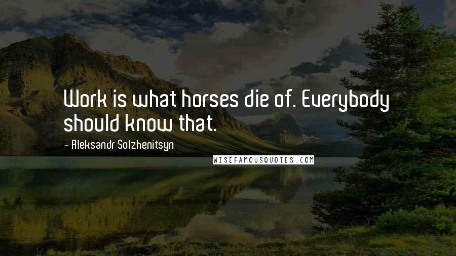 Aleksandr Solzhenitsyn Quotes: Work is what horses die of. Everybody should know that.