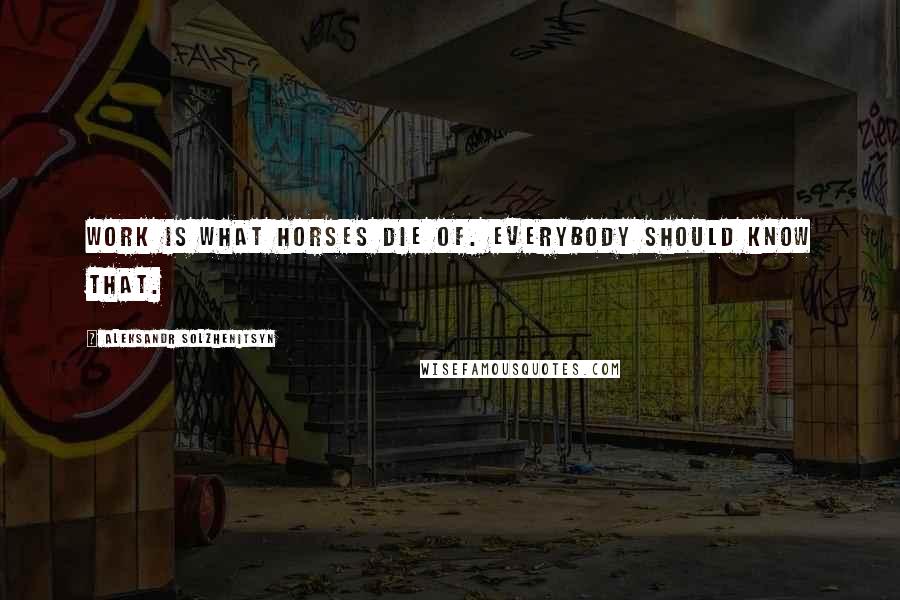Aleksandr Solzhenitsyn Quotes: Work is what horses die of. Everybody should know that.