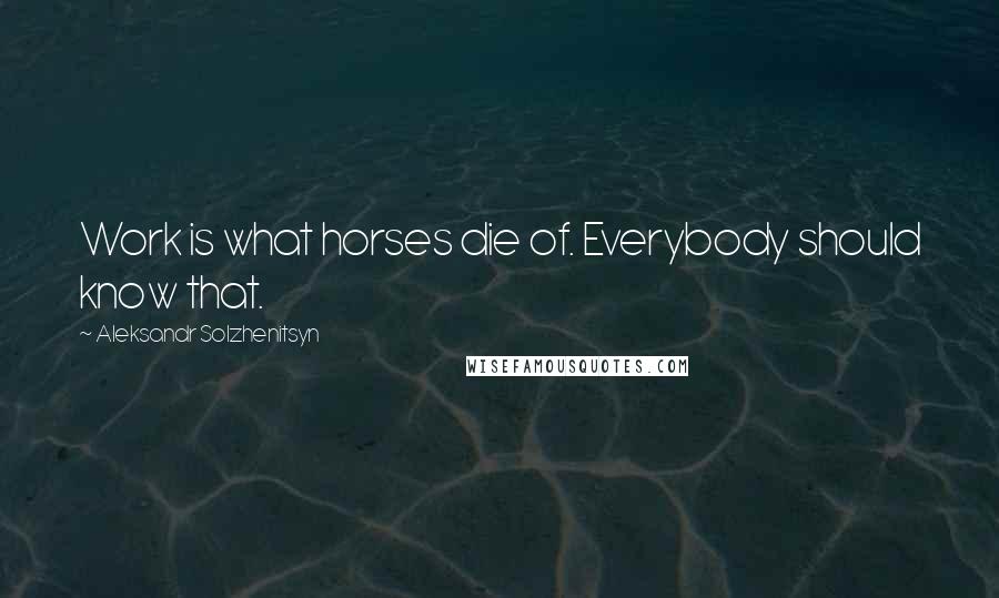 Aleksandr Solzhenitsyn Quotes: Work is what horses die of. Everybody should know that.