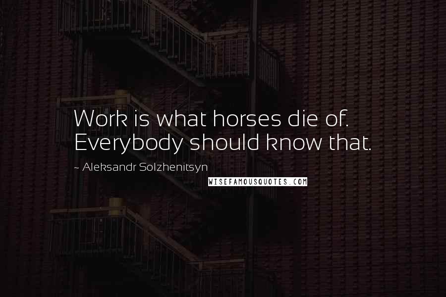 Aleksandr Solzhenitsyn Quotes: Work is what horses die of. Everybody should know that.