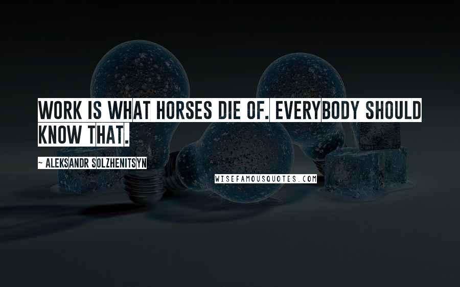 Aleksandr Solzhenitsyn Quotes: Work is what horses die of. Everybody should know that.
