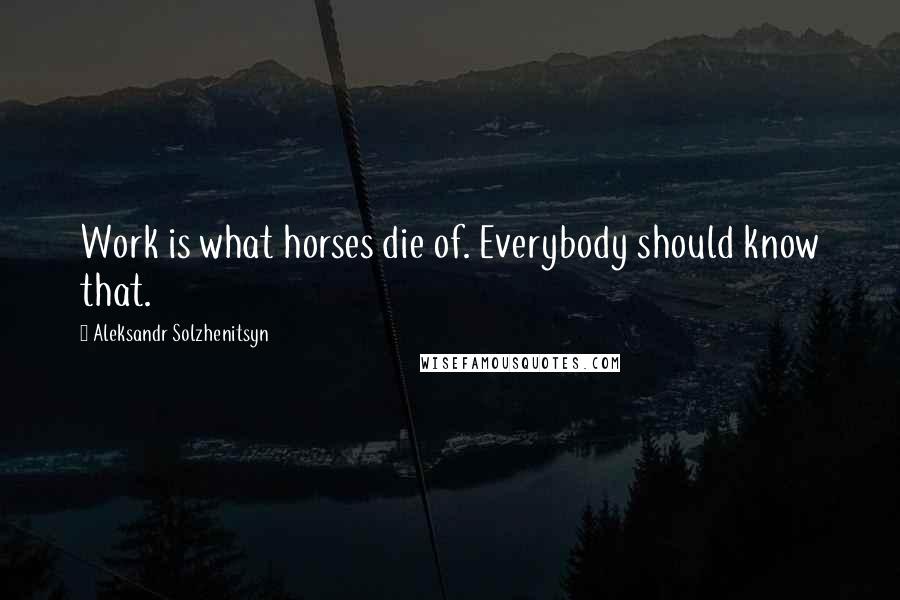 Aleksandr Solzhenitsyn Quotes: Work is what horses die of. Everybody should know that.