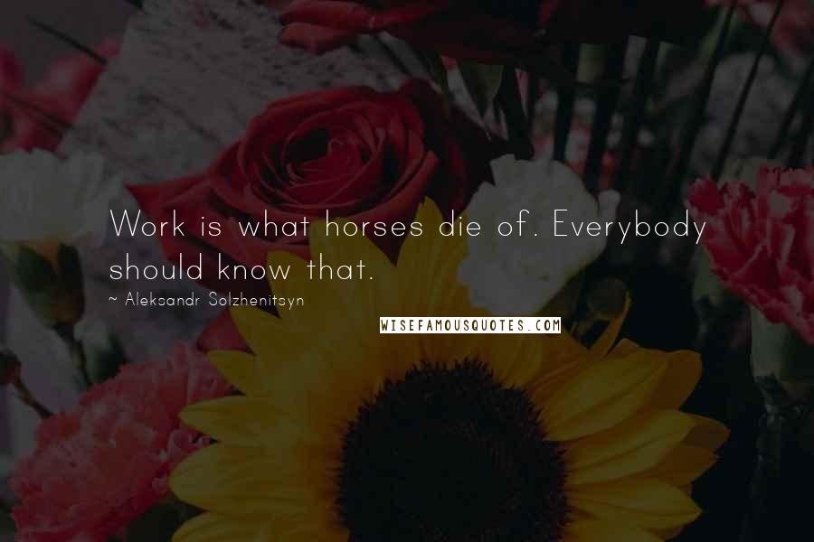 Aleksandr Solzhenitsyn Quotes: Work is what horses die of. Everybody should know that.