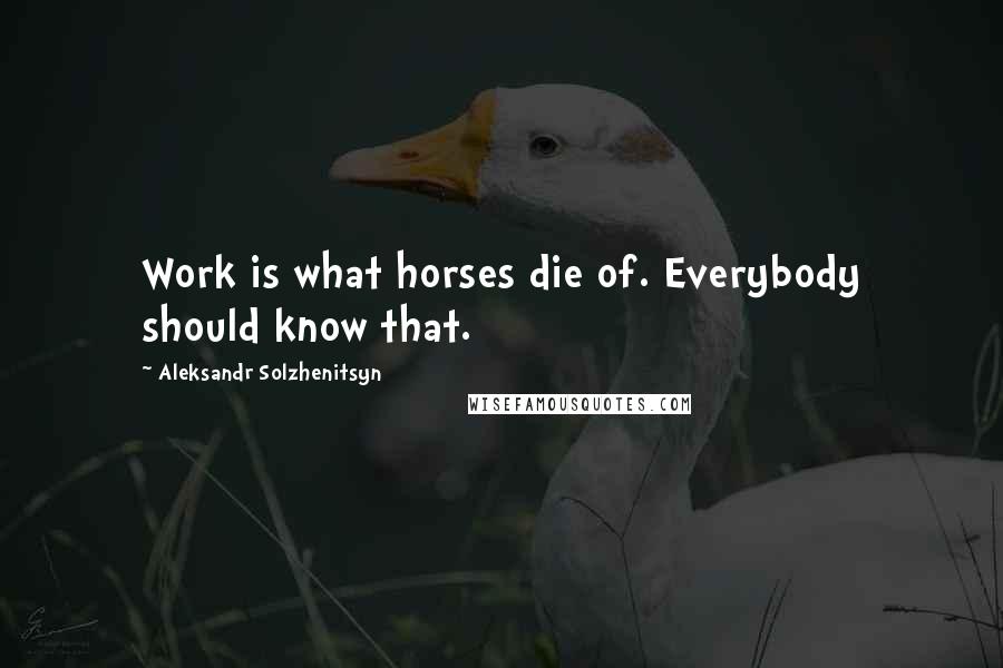 Aleksandr Solzhenitsyn Quotes: Work is what horses die of. Everybody should know that.