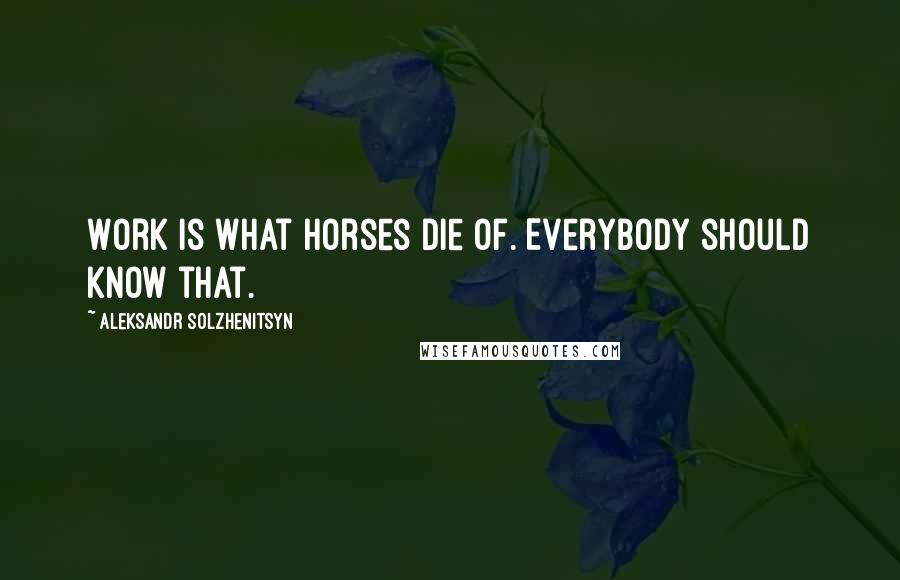 Aleksandr Solzhenitsyn Quotes: Work is what horses die of. Everybody should know that.
