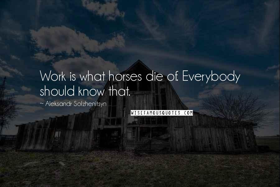 Aleksandr Solzhenitsyn Quotes: Work is what horses die of. Everybody should know that.