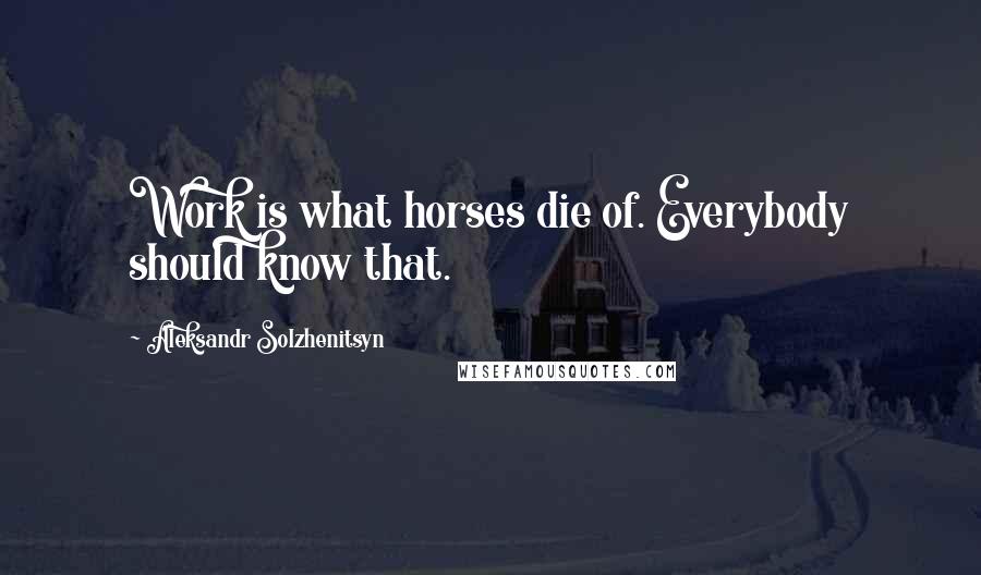 Aleksandr Solzhenitsyn Quotes: Work is what horses die of. Everybody should know that.