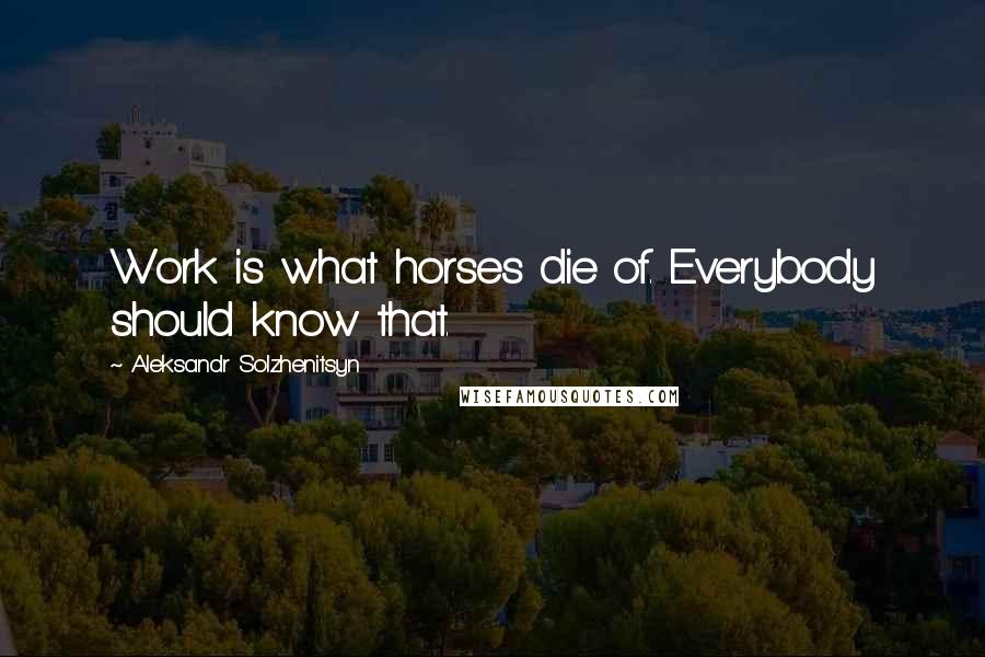 Aleksandr Solzhenitsyn Quotes: Work is what horses die of. Everybody should know that.