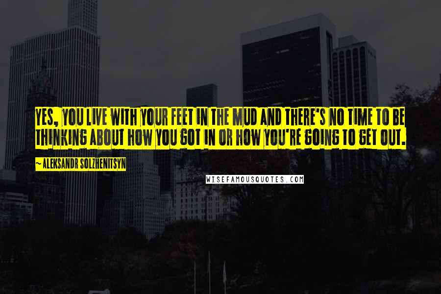 Aleksandr Solzhenitsyn Quotes: Yes, you live with your feet in the mud and there's no time to be thinking about how you got in or how you're going to get out.