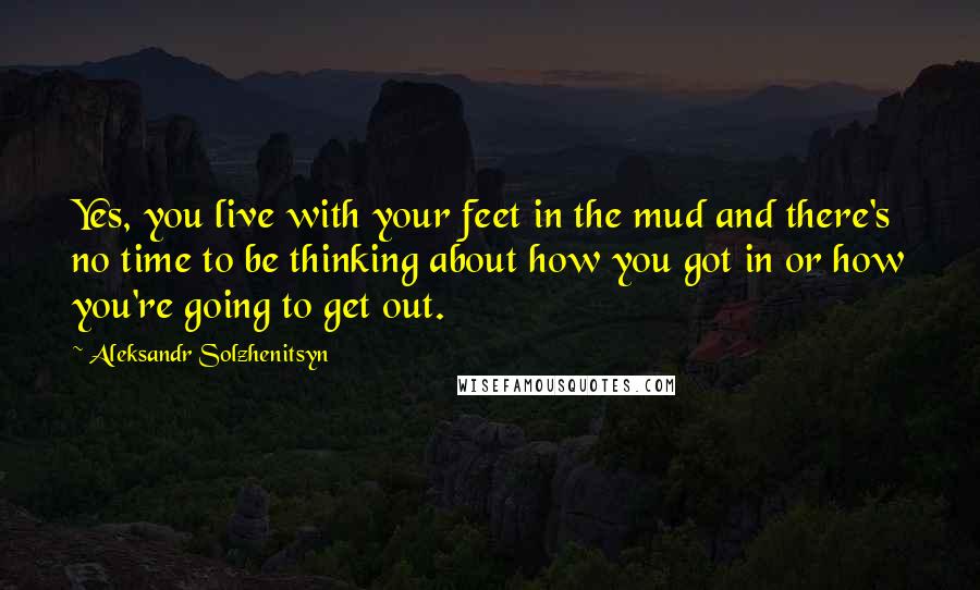 Aleksandr Solzhenitsyn Quotes: Yes, you live with your feet in the mud and there's no time to be thinking about how you got in or how you're going to get out.