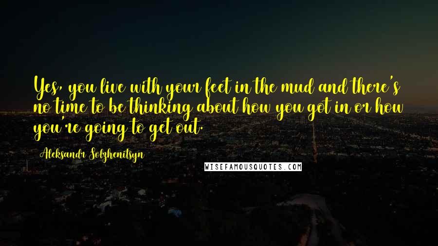 Aleksandr Solzhenitsyn Quotes: Yes, you live with your feet in the mud and there's no time to be thinking about how you got in or how you're going to get out.