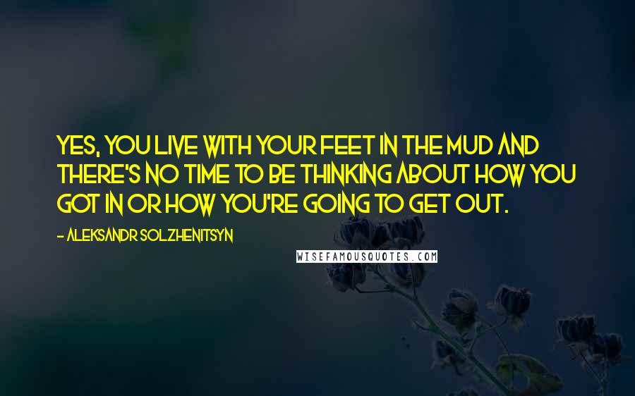 Aleksandr Solzhenitsyn Quotes: Yes, you live with your feet in the mud and there's no time to be thinking about how you got in or how you're going to get out.