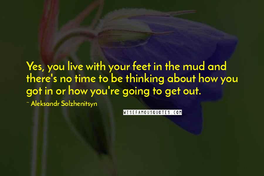 Aleksandr Solzhenitsyn Quotes: Yes, you live with your feet in the mud and there's no time to be thinking about how you got in or how you're going to get out.