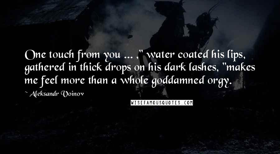 Aleksandr Voinov Quotes: One touch from you ... ," water coated his lips, gathered in thick drops on his dark lashes, "makes me feel more than a whole goddamned orgy.