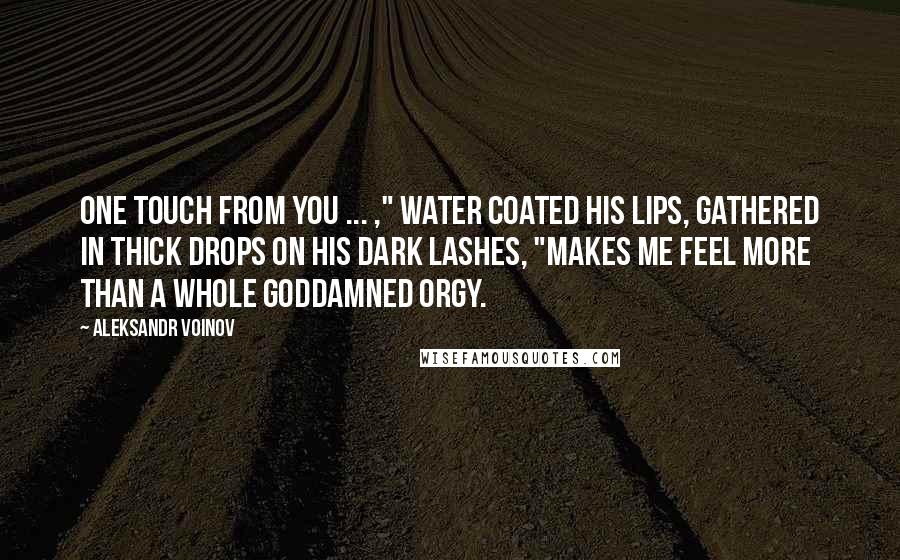 Aleksandr Voinov Quotes: One touch from you ... ," water coated his lips, gathered in thick drops on his dark lashes, "makes me feel more than a whole goddamned orgy.