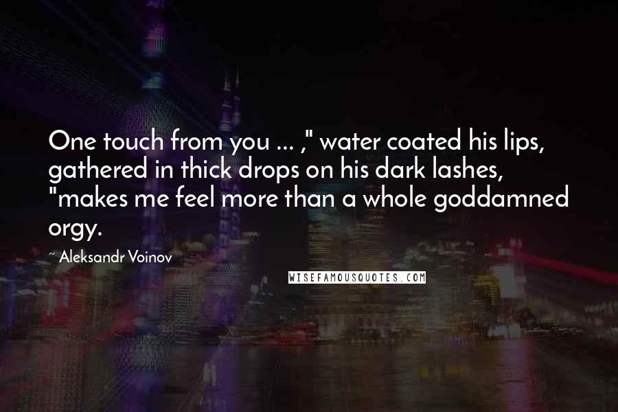 Aleksandr Voinov Quotes: One touch from you ... ," water coated his lips, gathered in thick drops on his dark lashes, "makes me feel more than a whole goddamned orgy.