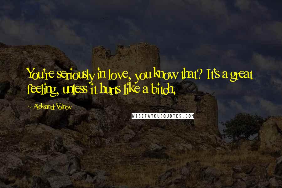 Aleksandr Voinov Quotes: You're seriously in love, you know that? It's a great feeling, unless it hurts like a bitch.