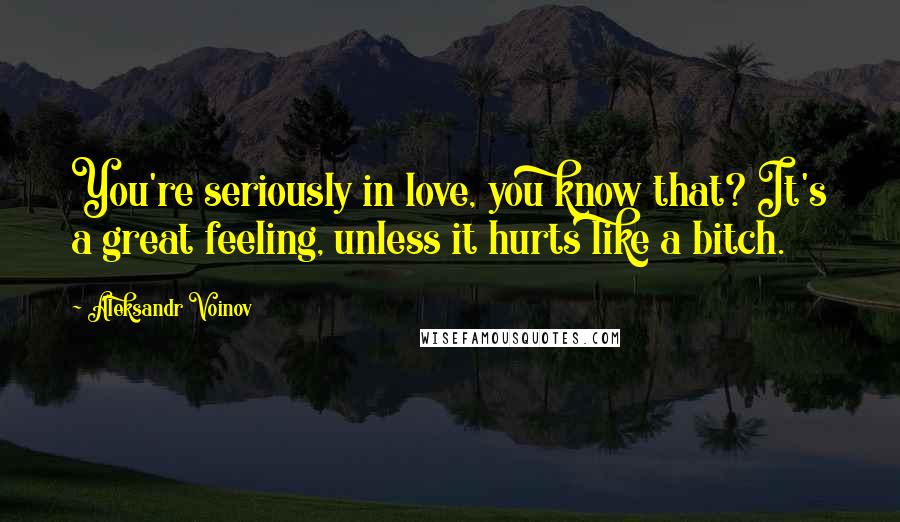 Aleksandr Voinov Quotes: You're seriously in love, you know that? It's a great feeling, unless it hurts like a bitch.