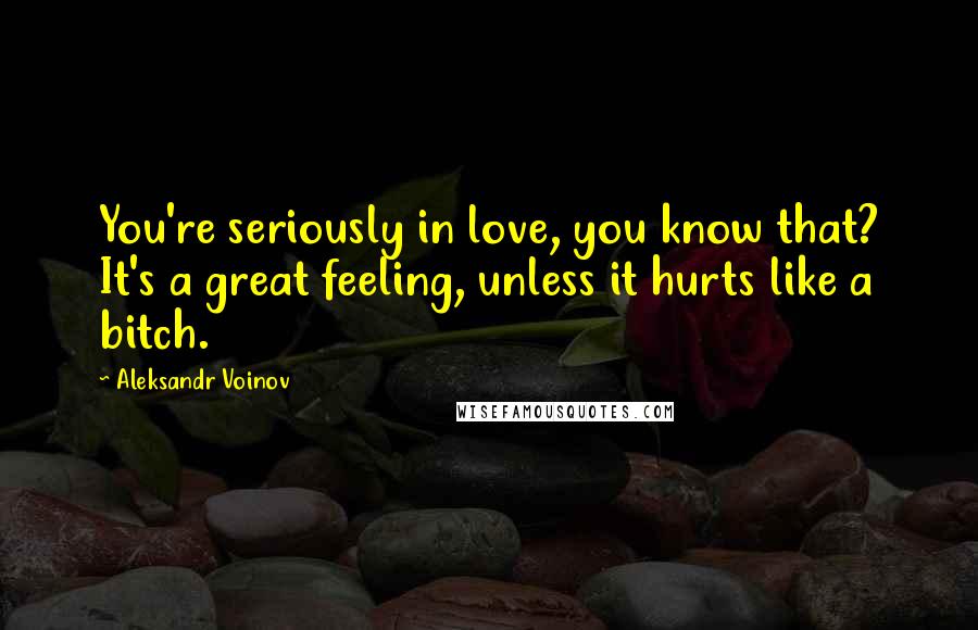 Aleksandr Voinov Quotes: You're seriously in love, you know that? It's a great feeling, unless it hurts like a bitch.