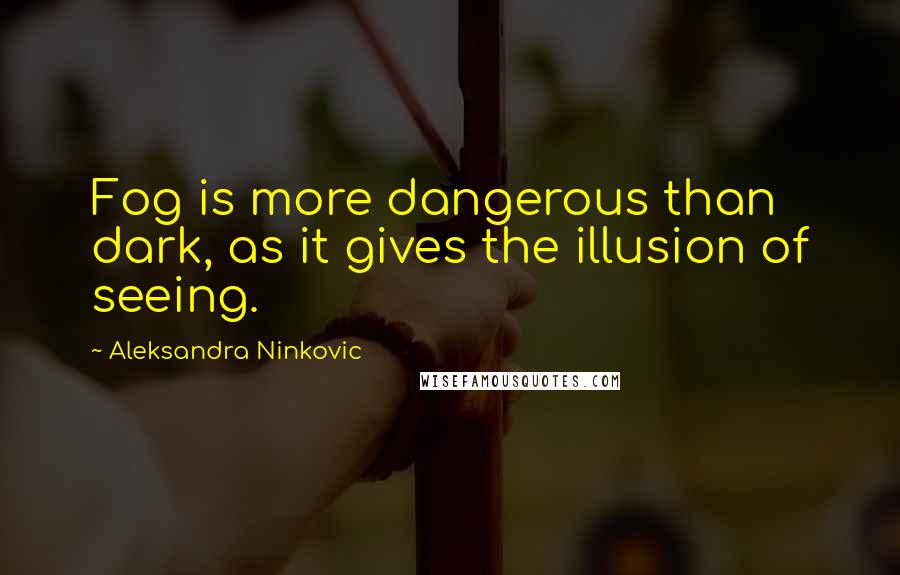 Aleksandra Ninkovic Quotes: Fog is more dangerous than dark, as it gives the illusion of seeing.