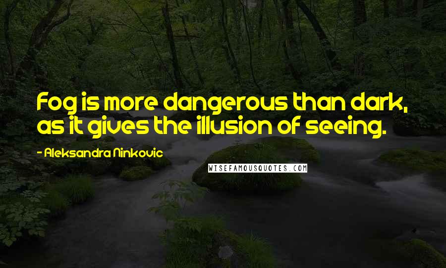 Aleksandra Ninkovic Quotes: Fog is more dangerous than dark, as it gives the illusion of seeing.