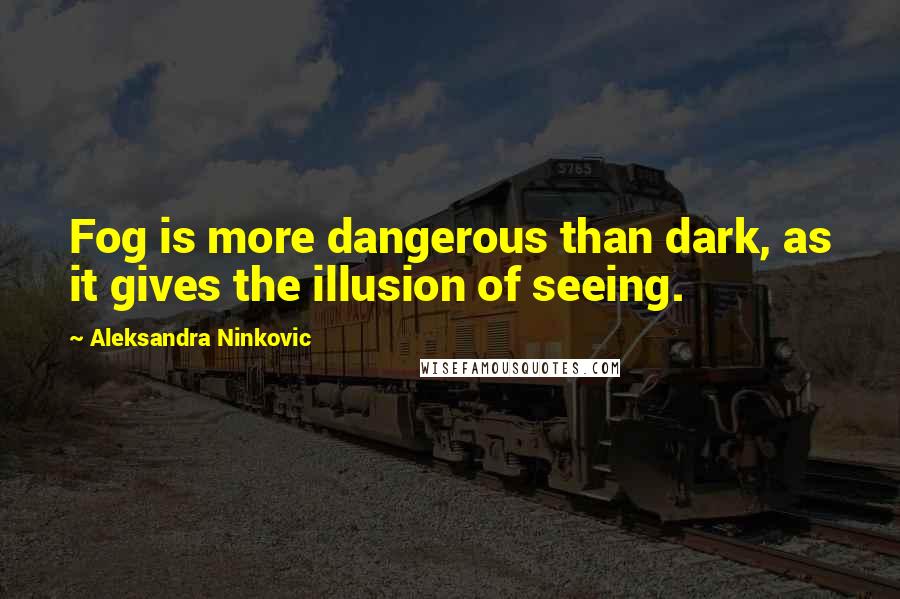 Aleksandra Ninkovic Quotes: Fog is more dangerous than dark, as it gives the illusion of seeing.