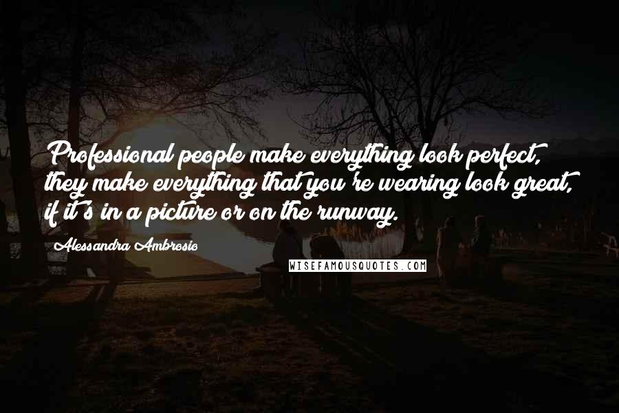 Alessandra Ambrosio Quotes: Professional people make everything look perfect, they make everything that you're wearing look great, if it's in a picture or on the runway.