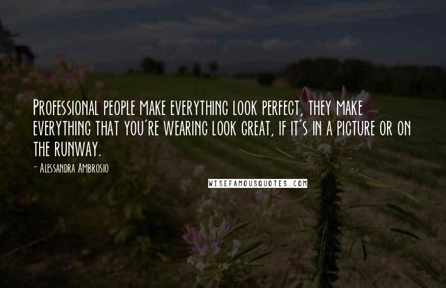 Alessandra Ambrosio Quotes: Professional people make everything look perfect, they make everything that you're wearing look great, if it's in a picture or on the runway.