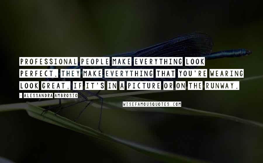 Alessandra Ambrosio Quotes: Professional people make everything look perfect, they make everything that you're wearing look great, if it's in a picture or on the runway.