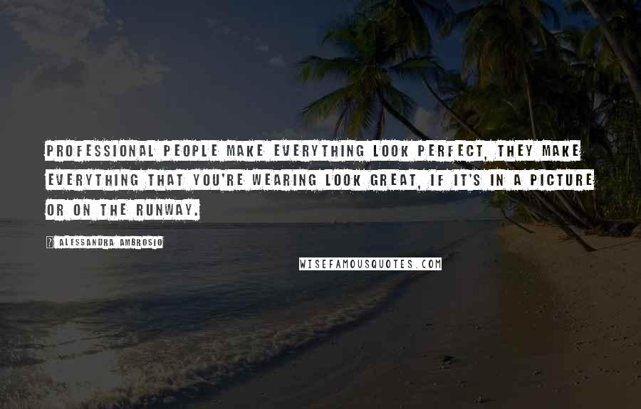 Alessandra Ambrosio Quotes: Professional people make everything look perfect, they make everything that you're wearing look great, if it's in a picture or on the runway.