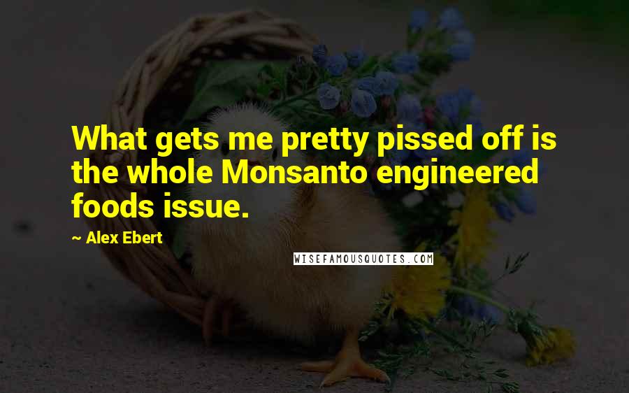 Alex Ebert Quotes: What gets me pretty pissed off is the whole Monsanto engineered foods issue.