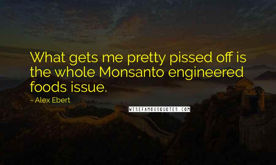 Alex Ebert Quotes: What gets me pretty pissed off is the whole Monsanto engineered foods issue.