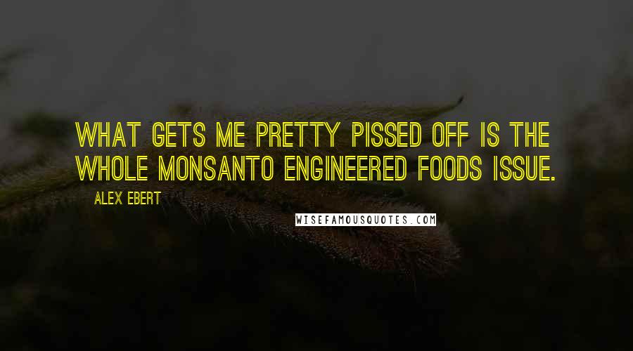 Alex Ebert Quotes: What gets me pretty pissed off is the whole Monsanto engineered foods issue.