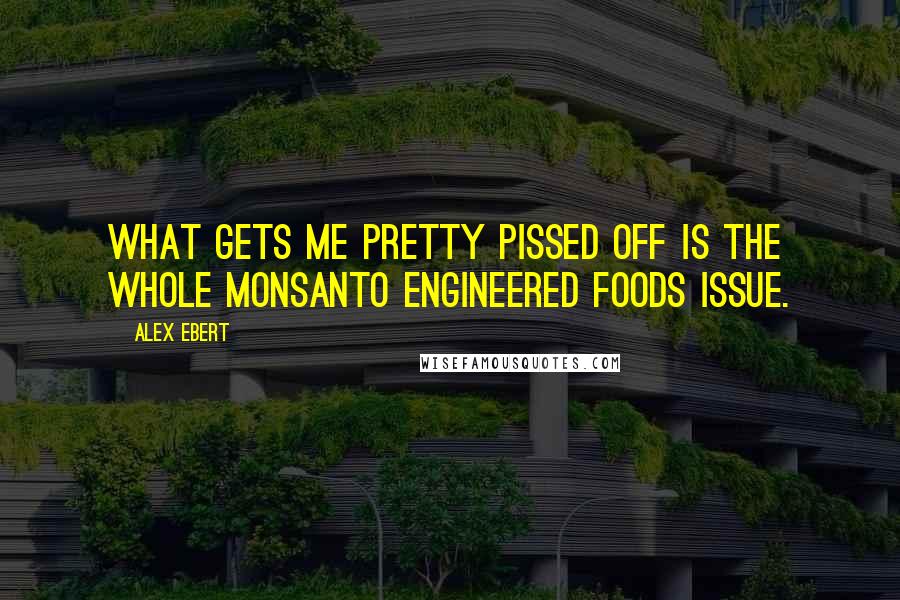 Alex Ebert Quotes: What gets me pretty pissed off is the whole Monsanto engineered foods issue.