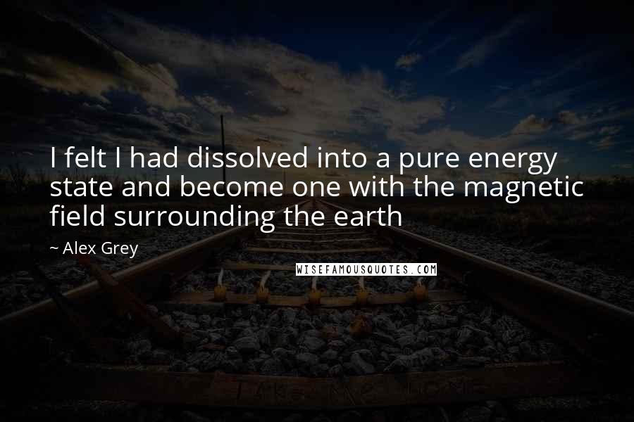 Alex Grey Quotes: I felt I had dissolved into a pure energy state and become one with the magnetic field surrounding the earth