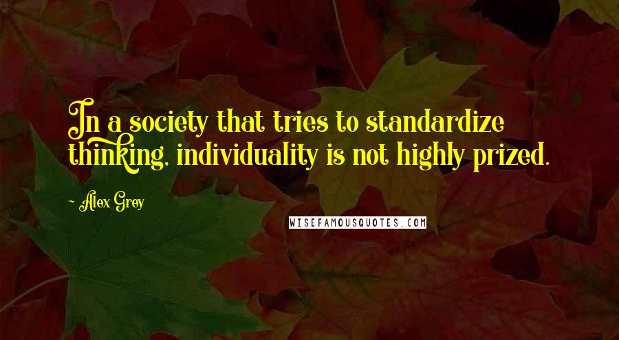 Alex Grey Quotes: In a society that tries to standardize thinking, individuality is not highly prized.