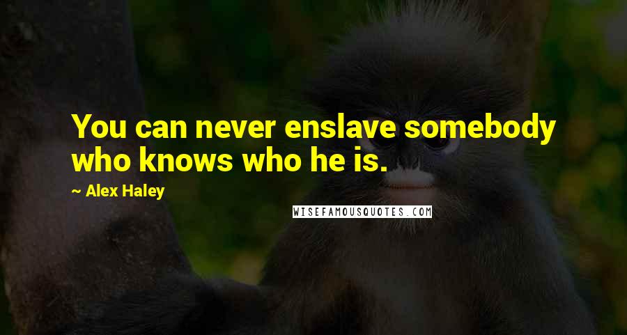 Alex Haley Quotes: You can never enslave somebody who knows who he is.