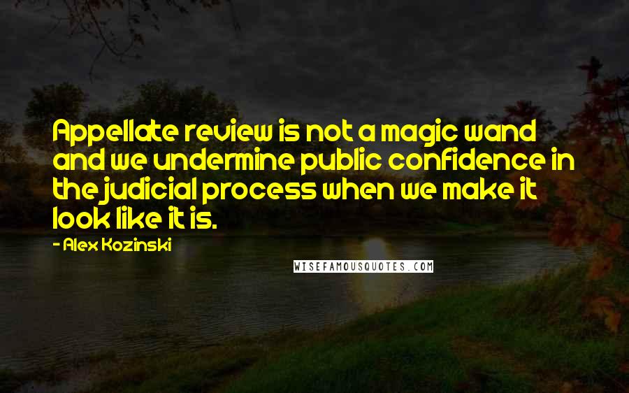 Alex Kozinski Quotes: Appellate review is not a magic wand and we undermine public confidence in the judicial process when we make it look like it is.