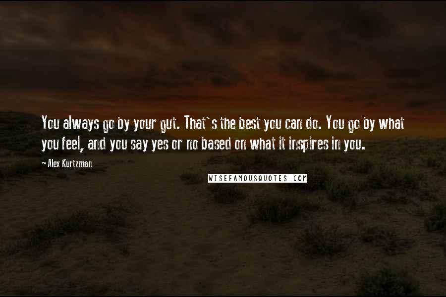 Alex Kurtzman Quotes: You always go by your gut. That's the best you can do. You go by what you feel, and you say yes or no based on what it inspires in you.