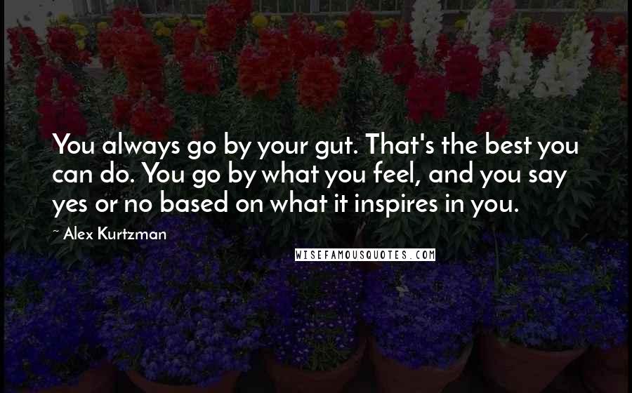 Alex Kurtzman Quotes: You always go by your gut. That's the best you can do. You go by what you feel, and you say yes or no based on what it inspires in you.