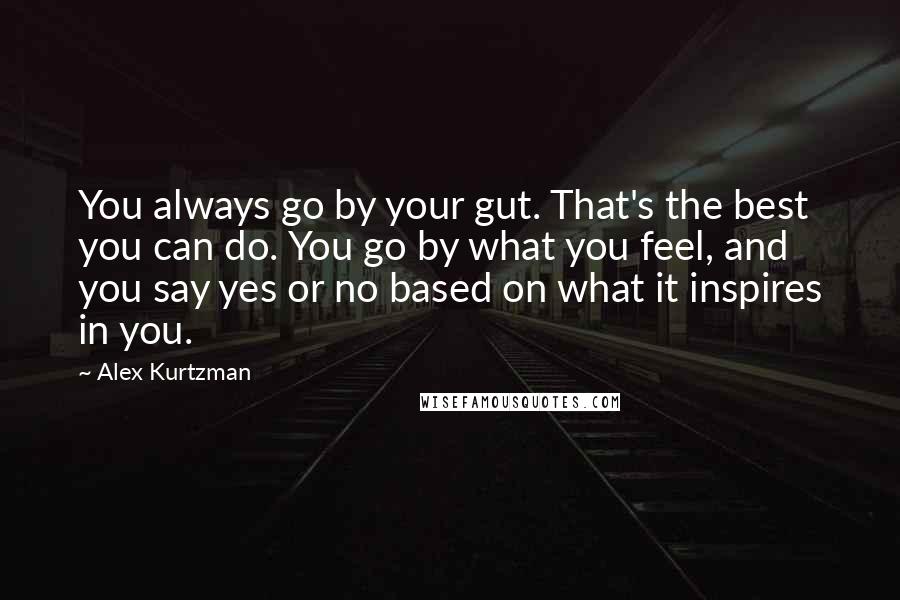 Alex Kurtzman Quotes: You always go by your gut. That's the best you can do. You go by what you feel, and you say yes or no based on what it inspires in you.