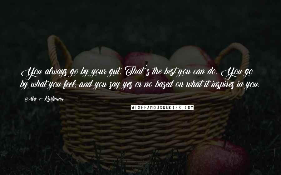 Alex Kurtzman Quotes: You always go by your gut. That's the best you can do. You go by what you feel, and you say yes or no based on what it inspires in you.