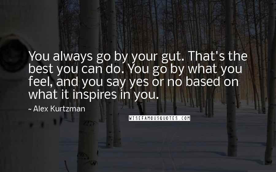 Alex Kurtzman Quotes: You always go by your gut. That's the best you can do. You go by what you feel, and you say yes or no based on what it inspires in you.