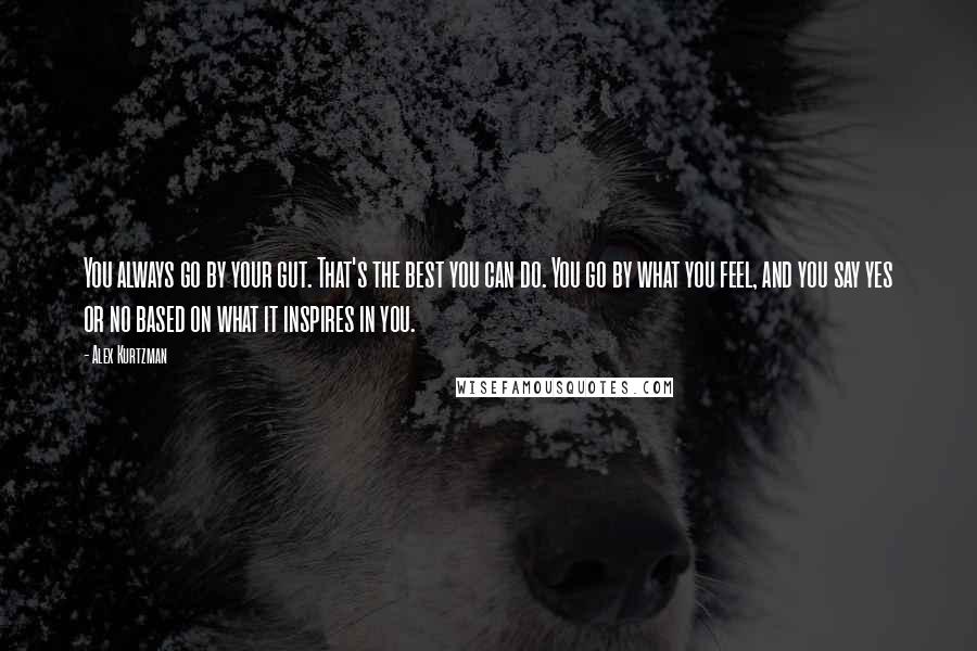 Alex Kurtzman Quotes: You always go by your gut. That's the best you can do. You go by what you feel, and you say yes or no based on what it inspires in you.