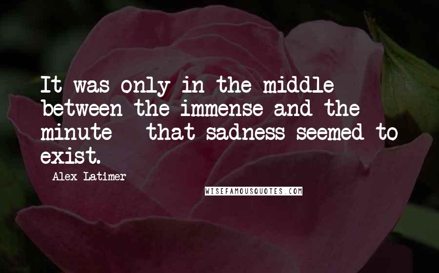 Alex Latimer Quotes: It was only in the middle - between the immense and the minute - that sadness seemed to exist.