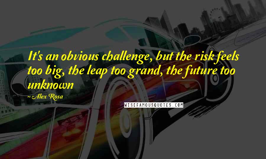 Alex Rosa Quotes: It's an obvious challenge, but the risk feels too big, the leap too grand, the future too unknown