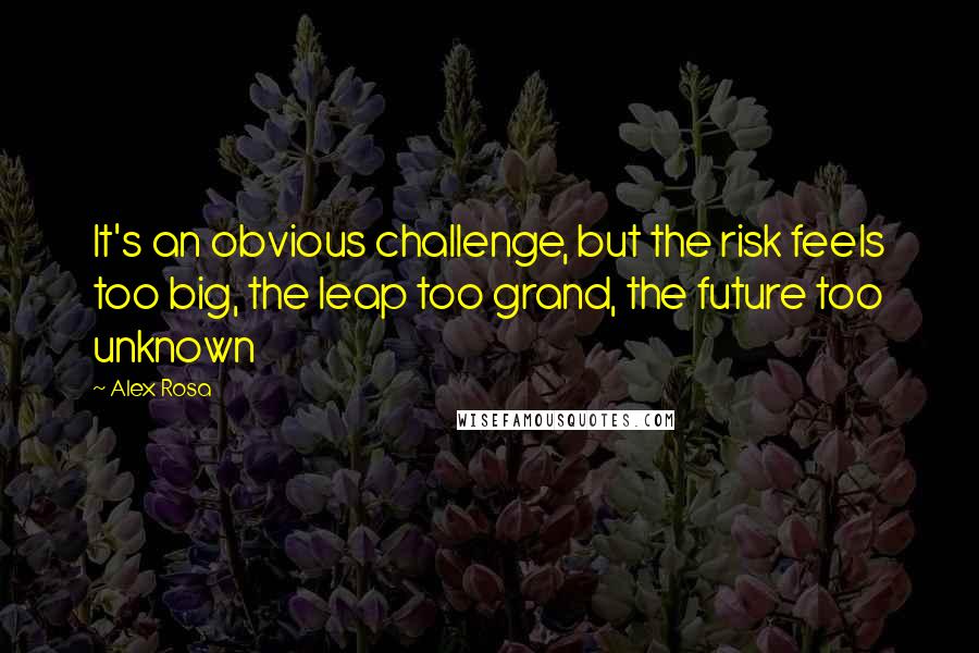 Alex Rosa Quotes: It's an obvious challenge, but the risk feels too big, the leap too grand, the future too unknown