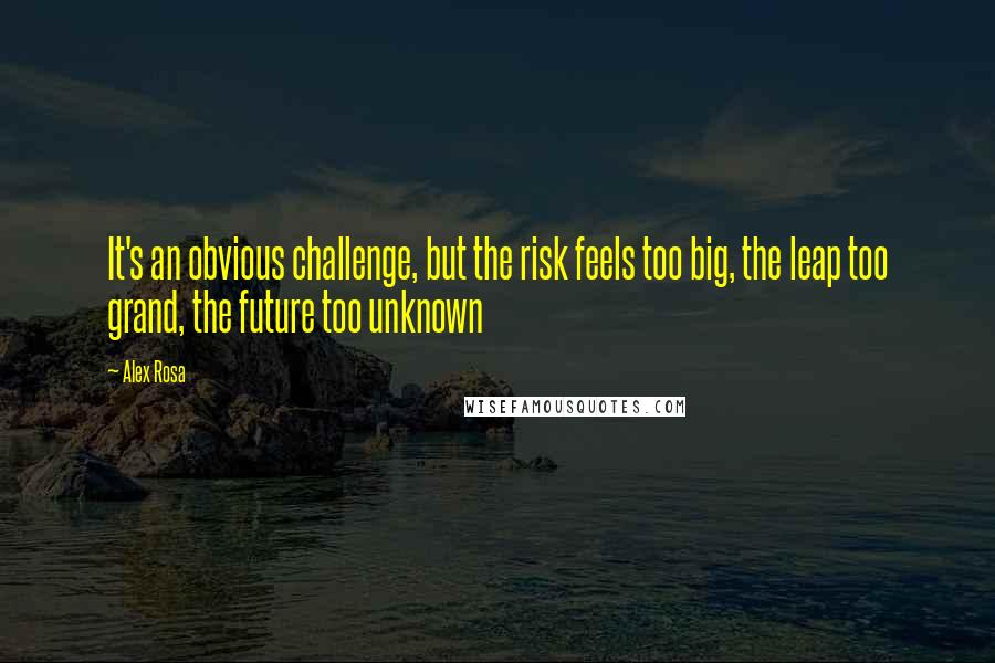 Alex Rosa Quotes: It's an obvious challenge, but the risk feels too big, the leap too grand, the future too unknown