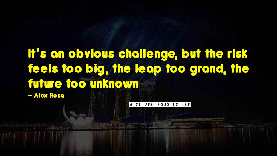 Alex Rosa Quotes: It's an obvious challenge, but the risk feels too big, the leap too grand, the future too unknown